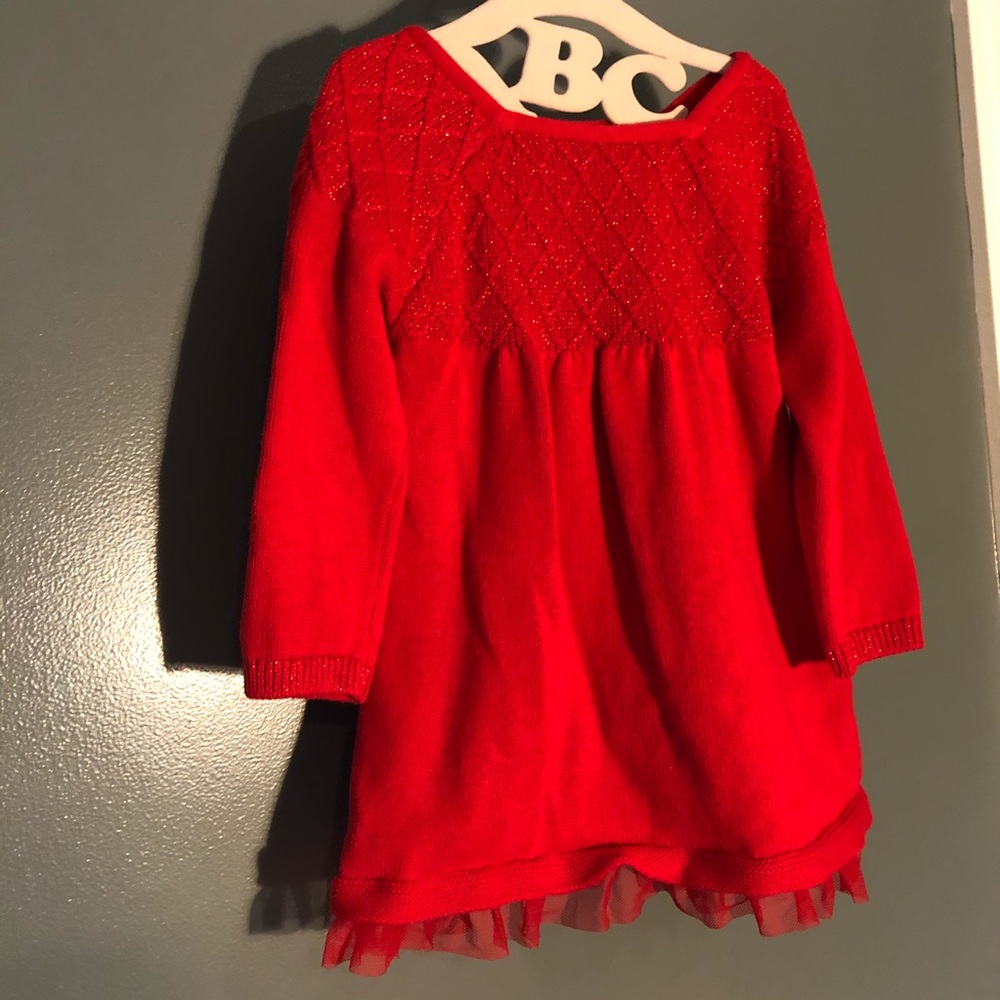 Cat & Jack Holiday Red Sweater Dress 18 mo